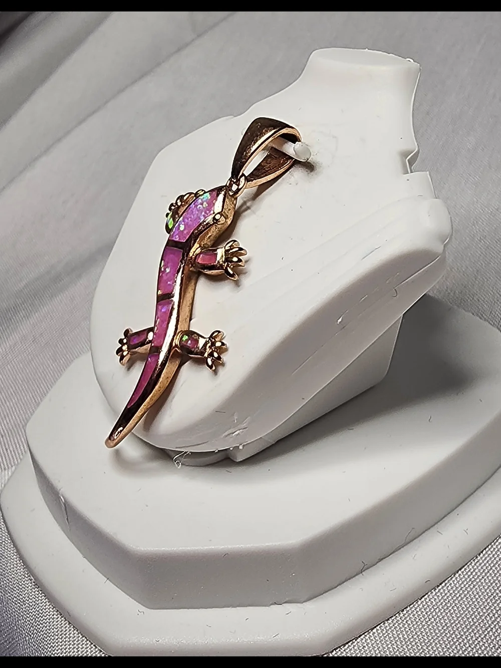 Silver Pink Fire Opal Inlay Pendant
